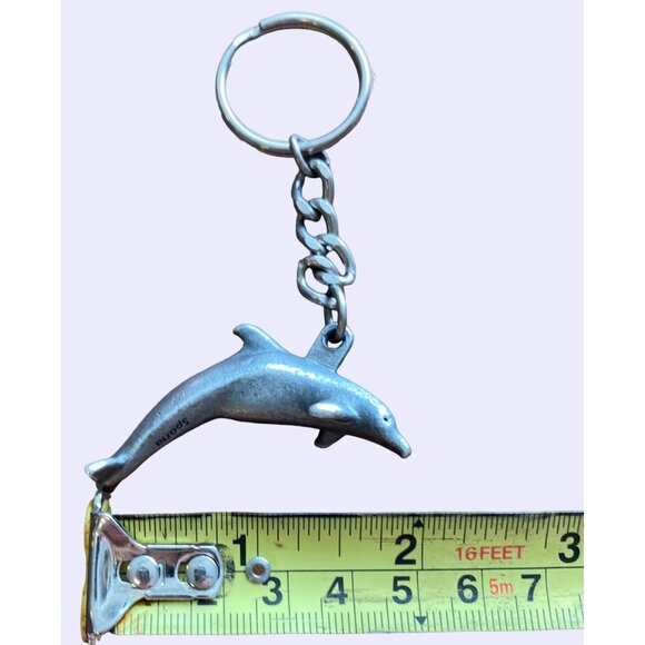 Dolphin Shaped Metal Keychain With Chain Link Design - Picture 7 of 7